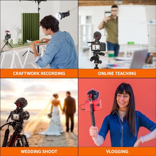 Image of amazon basics Cardioid Shotgun Microphone | Real Time Monitoring Compatible with iPhone /Android Smartphones, DSLR Cameras Camcorders for Live Streaming & Audio Recording