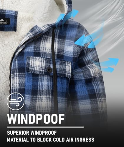 Image of GEEK LIGHTING Men's Flannel Shirts Jacket Sherpa Lined Fleece Plaid Hoodie Long Sleeve Winter Warm Coat