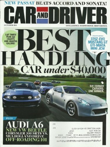 Car and Driver Magazine October 2011 Passat Audi A6 Mustang GT