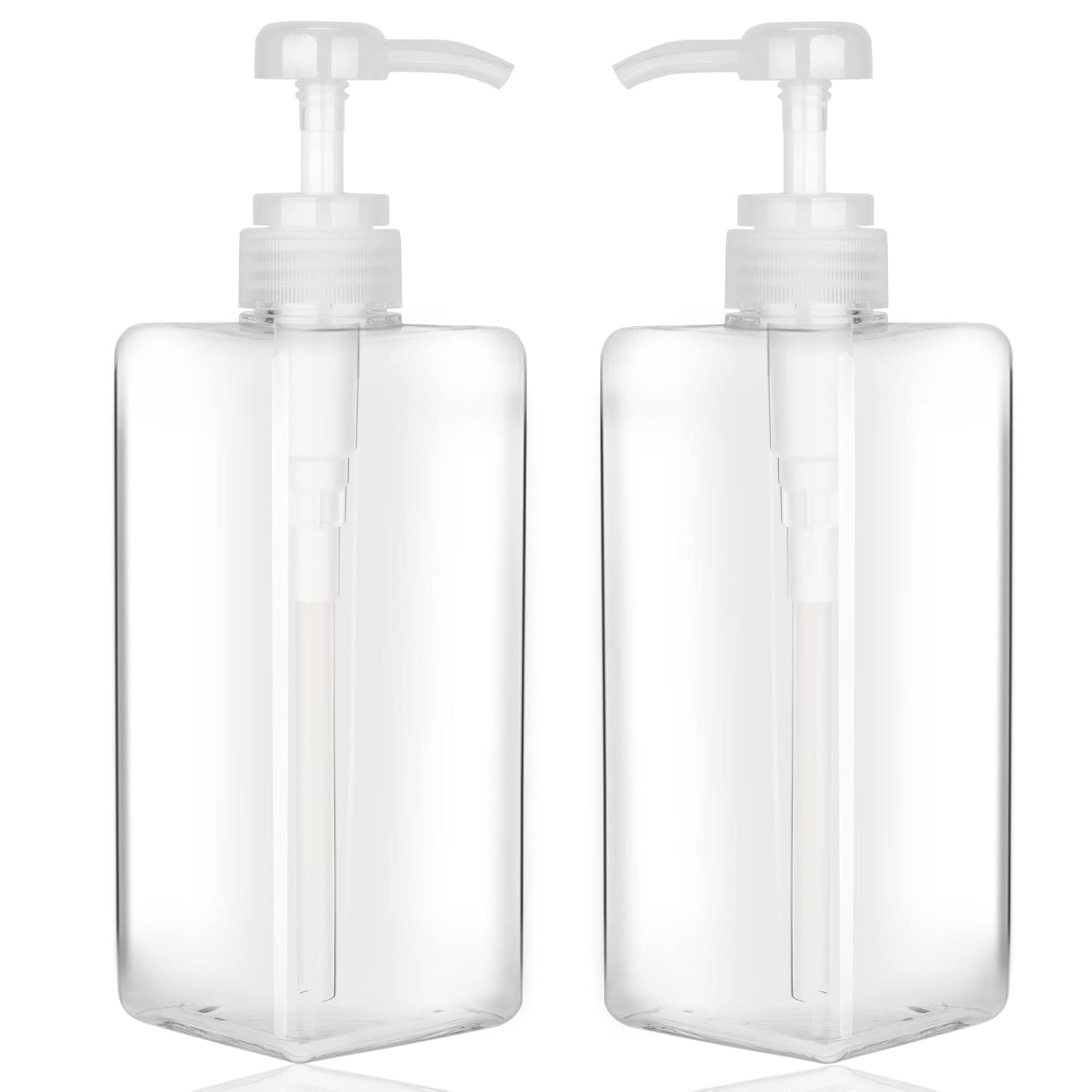 Refillable Shampoo Pump Bottle for Shower, Large Capatity Conditioner Dispensers for Bathroom, Plastic Pump Press Bottles for Lotion, Hand Wash (Clear - 22 oz / 650 ml = 2 PC)-image-46