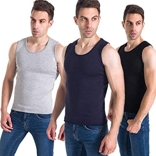 Flygo Mens Cotton Winter Warm Thermal Tank Top Fleece Lined Underwear Sleeveless Vest - Image 4