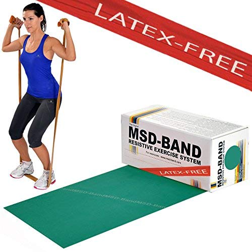 MSD Banda sin látex fuerte, 5,5 m. Entrenamiento intermedio, banda elástica verde