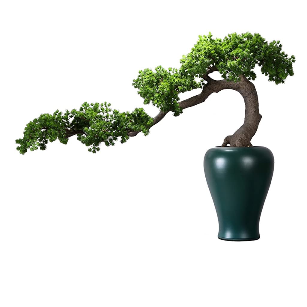 AYCDL Artificial Tree Indoor Chinese Simulation Podocarpus Pine Green Plant Bonsai Suitable for Living Room Porch Study Tea Room Decoration Fake Tree,A,1 cm