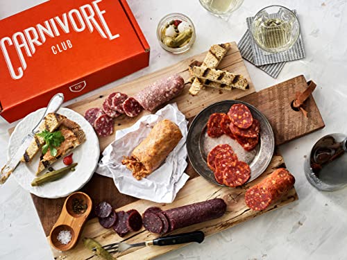 Carnivore Club Gift Box (Gourmet Food Gift) 5 Italian Meats Sampler From Nduja Artisans - Comes In A Premium Gift Box - Food Basket - Great With Crackers Cheese Wine - Ultimate Gift For Meat Lovers #TOP6