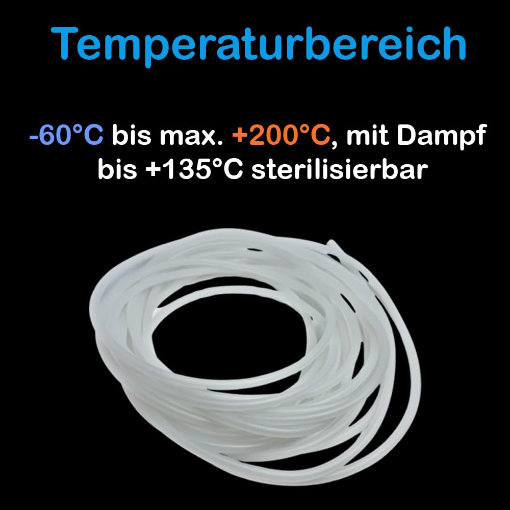 SiKoS Hochwertiger Flexibler Silikonschlauch in Lebensmittelqualität - 6x12mm, 25m-Rolle