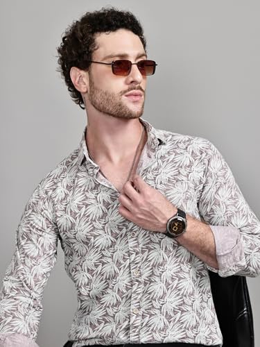 Image of Majestic Man Printed Pure Cotton Slim Fit Casual Shirt