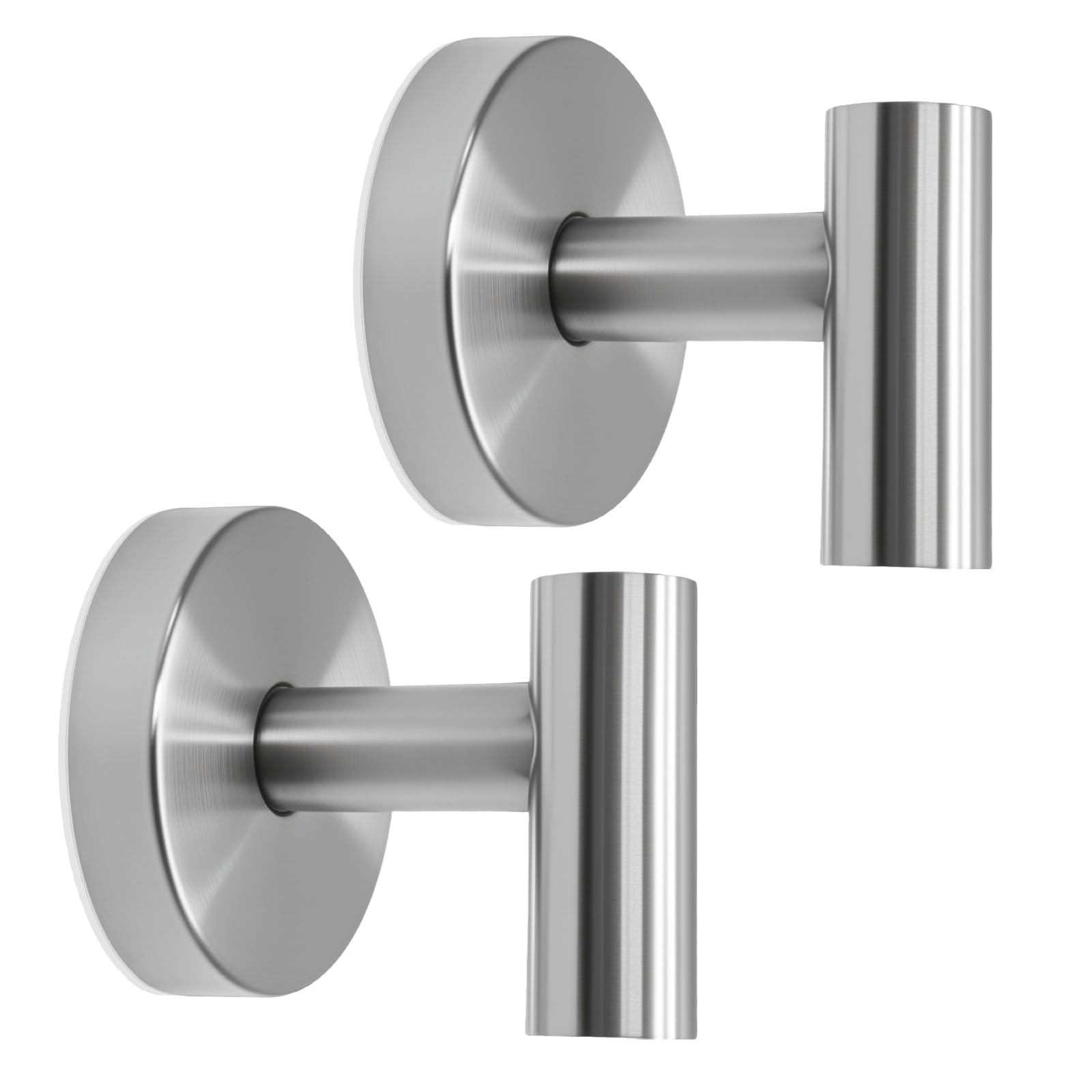 Piutouyar Shower Hooks for Inside Shower, 2 Pcs Suction Cup Hooks No Drill, Silver Stainless Steel Suction Hooks for Towels & Robes on Glass, Mirror, Tile, Smooth & Non-Porous Surfaces