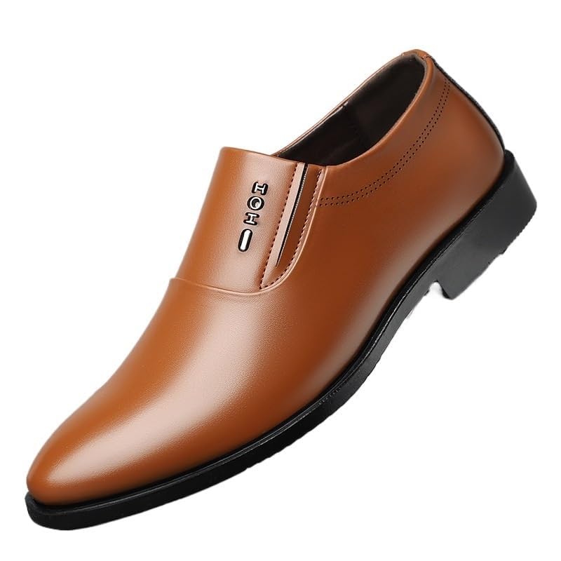 YZABEL Men's Slip-On Business Casual Shoes, Pointed Toe Flat Low Top Oxfords Dress Shoes, Soft-Soled Non-Slip for Walking Outdoor Driving