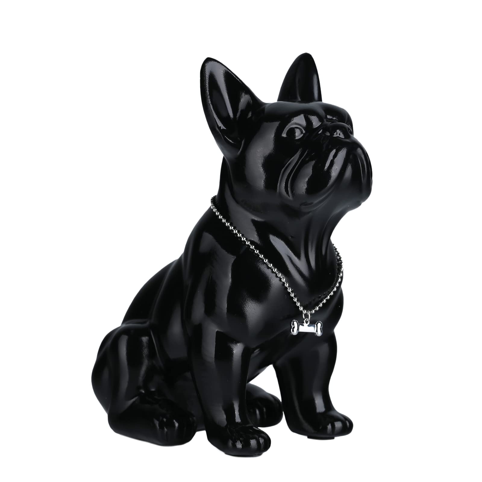 suruimResin English Bulldog Statue French Bulldog Sculpture Home Decor Modern Collectible Doll Art Dog Statue Bulldog Doll Resin Crafts Living Room Tabletop Decor (Black, 6 inches)