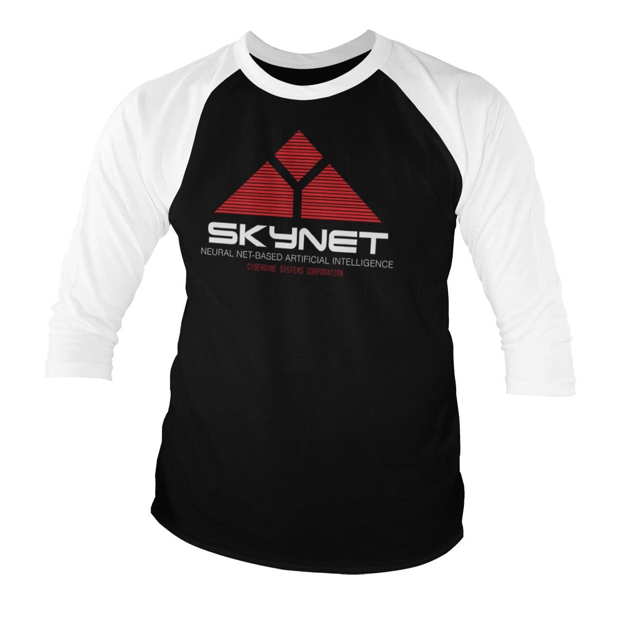 The Terminator Unisex White-Black Officially Licensed Skynet 3/4 Sleeve T-Shirt (White-Black), Medium