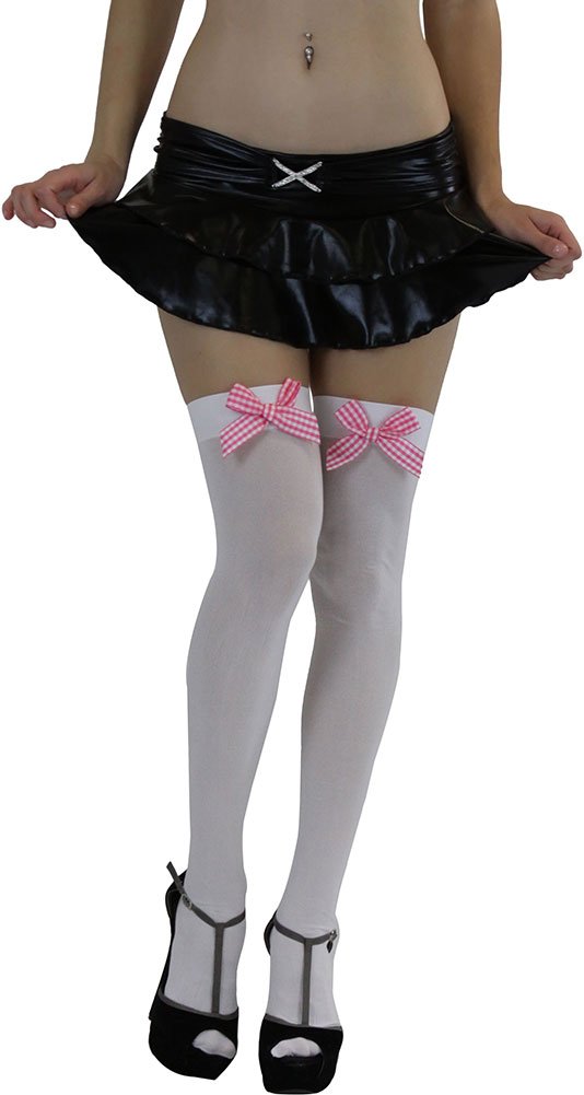 ToBeInStyle Women’s Opaque Long Thigh High Stockings w/Decorative Front Satin Bow