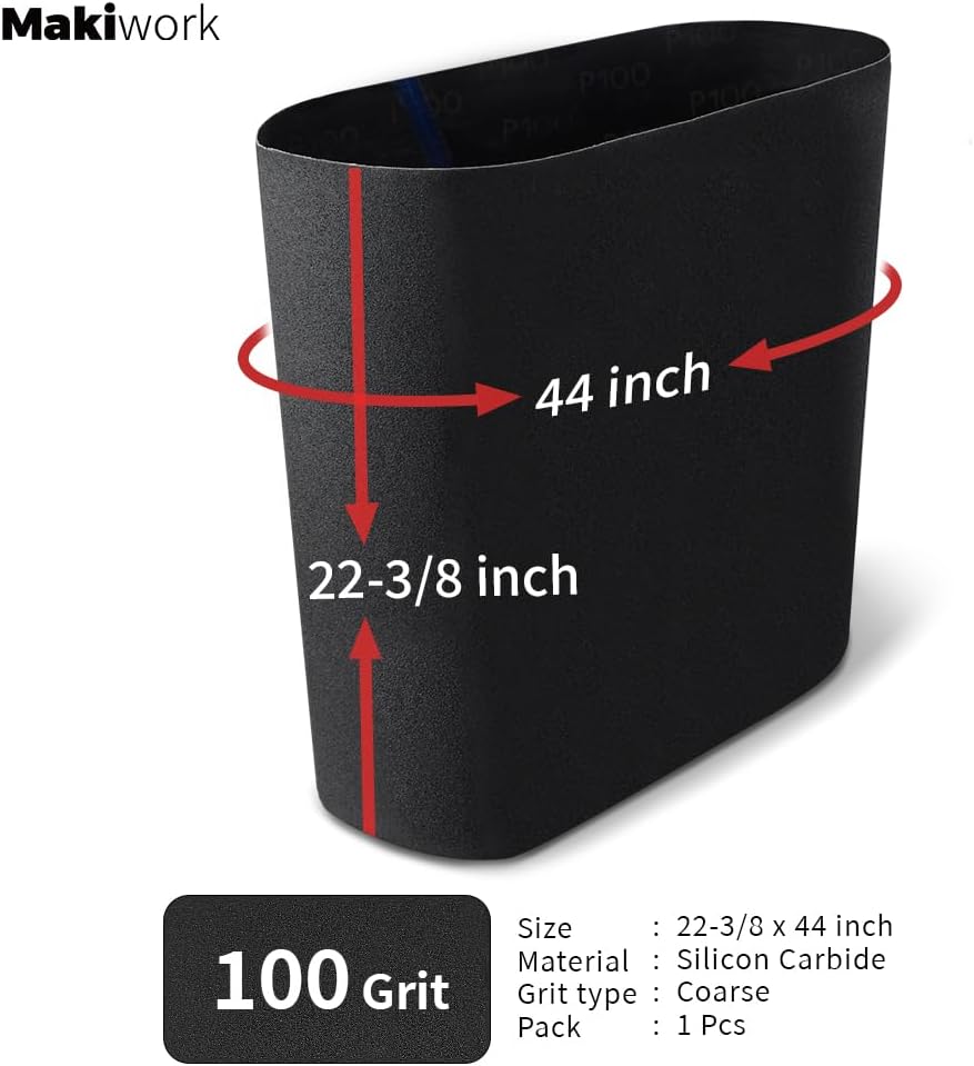 Drum Sander Feed Belt Conveyor - Compatible with JET JWDS-2244 Drum Sander, Silicon Carbide, 22-3/8" x 44", 100 Grit