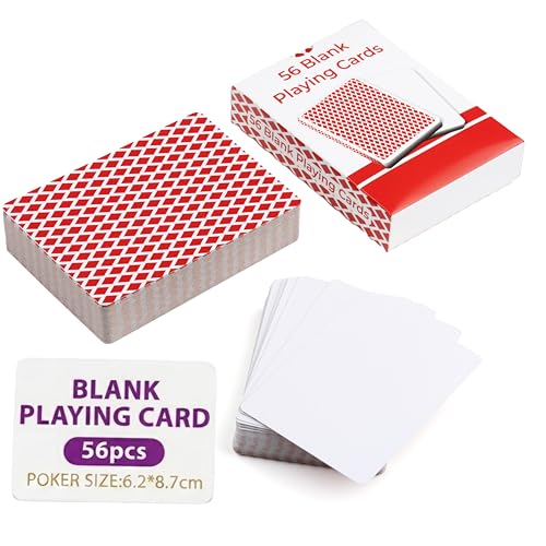 56PCS Blank Playing Cards,1 Pack of 56 Each, 2.44" x 3.42'' Red Checkered Diamond Back, Premium 300GSM Blank Cards, DIY Game Cards, Customizable Flash Cards for Learning