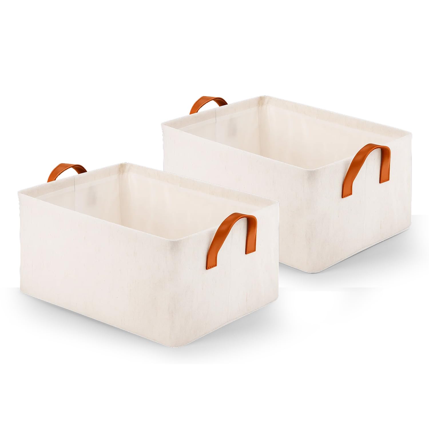 VUSIGN 収納ボックス 折りたたみ式 2個セット 大容量 約40×30×20cm ソフトボックス 衣類収納 クローゼット収納 リビング収納ケース 取っ手付き オフホワイト 折りたたみ収納バスケット