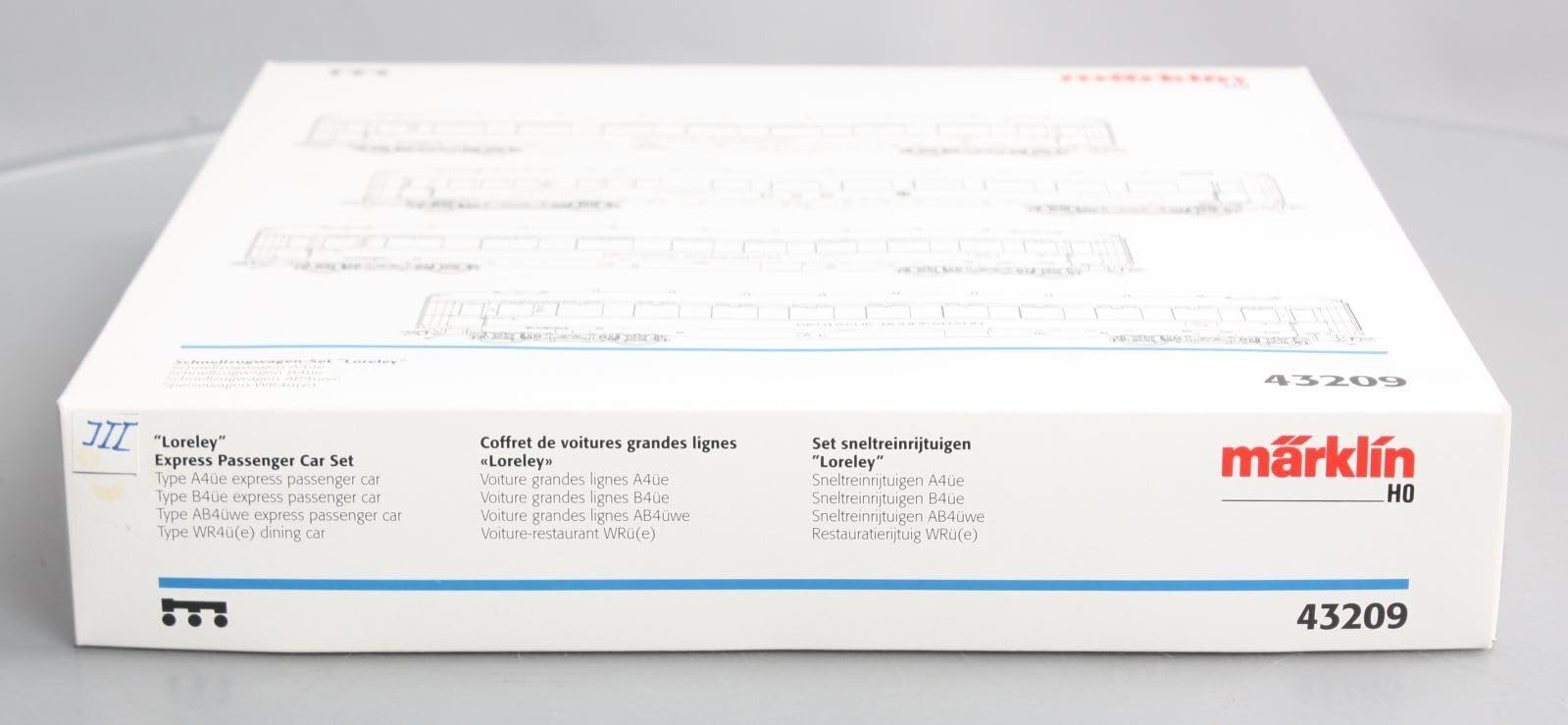 MARKLIN HO Deluxe Long Passengers Express DB Loreley Coachs Set 43209