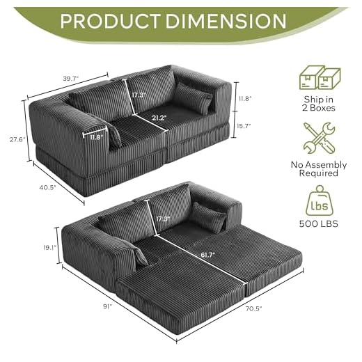 79" Corduroy Convertible Sleeper Sofa Bed