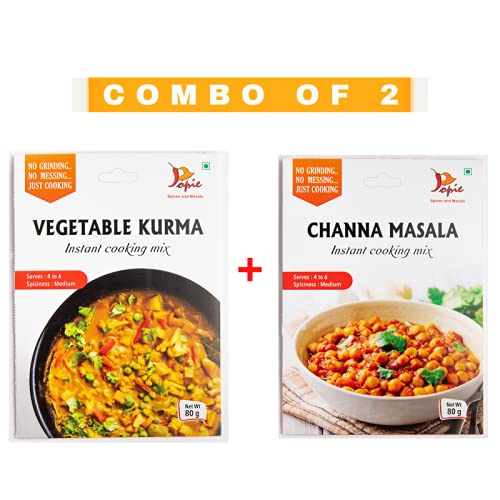 Popie Spices and Masala, Combo of Vegetable Kurma + Channa Masala, Instant Cooking Mix - Pack of 2 (80gms x 2) (B095LX88L5) Amazon Price History, Amazon Price Tracker