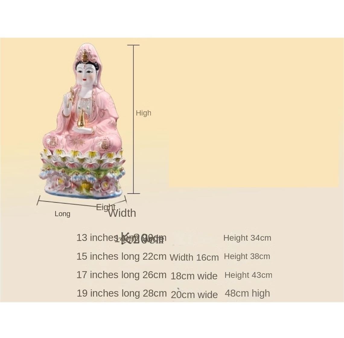 Budas Decorativos Buddha Estatua De Buda De Cerámica, Estatuas De Bodhisattva De Loto Sentado, Escultura De Estatuilla para Decoración De Oficina En Casa Escultura Adorno Artesanal(17in)