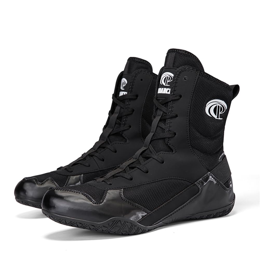 Scarpe da Wrestling da Boxe Alte, Stivali Sportivi da Combattimento Traspiranti Antiscivolo Calzature da Competizione da Uomo e giovanili