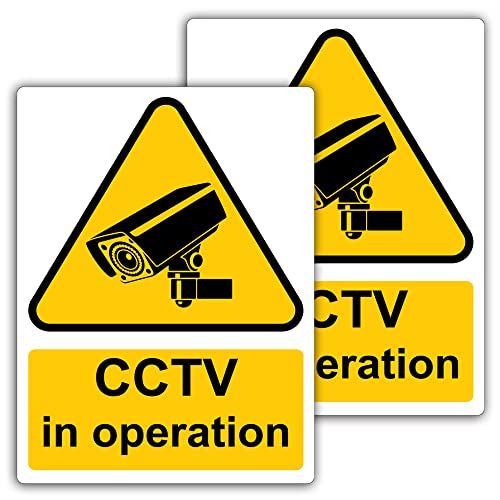 RDLCAR CCTV In Operation Signs 1mm Rigid Plastic Pack of 2 Durable 300mm x 400mm Warning Sign Security and Surveillance Signage for Home or Business