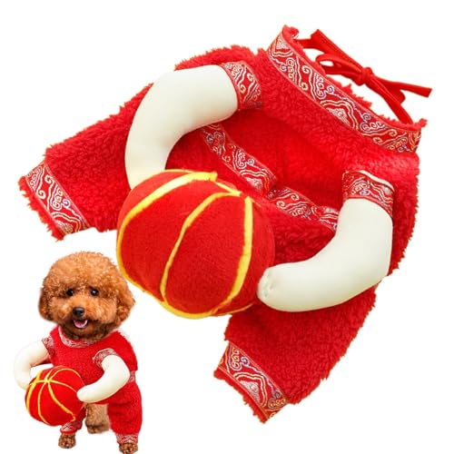 旧正月ペットコスチューム、中国犬コスチューム | 旧正月用ランタンペットコスチューム - ペットのコスプレ衣装、中国風の新年春祭りペットのドレスアップ、小型中型犬用の暖かいスーツ