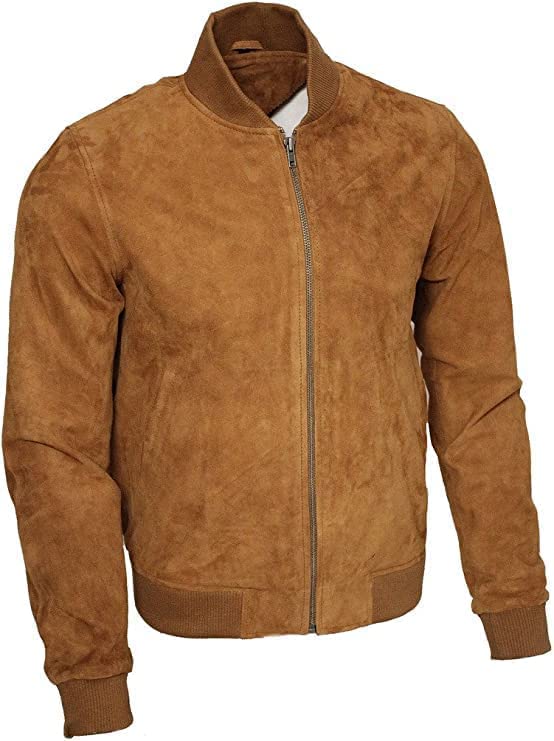 Men's Western Cowboy 100% Genuine Suede Leather Jacket | Native American Fashion Coat With Zipper Closure for Sale - Brown
