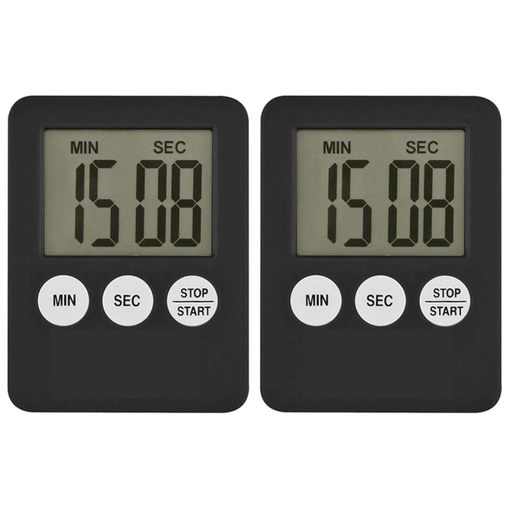 Hndhbfgrt 2X Super Thin LCD Digital Screen Kitchen Timer Square Cooking Count Up Countdown Alarm Magnet Clock