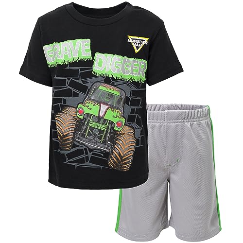 Image of Monster Jam Boys' Athletic 2-Piece T-Shirt and Shorts Set Toddler to Big Kid