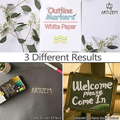 Outline Pens Special Metallic Glitter Markers Creating Colour Dual Lines For Writing Drawing Doodle Dazzle for Christmas Card Writing, Birthday Greeting, Scrap Booking, DIY Art And Craft By ARTIZEM