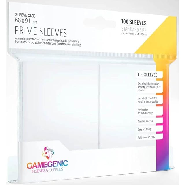 Gamegenic, GGS11017ML Prime SleevesCard Deck Holde, White, 100 Pack