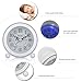 DreamSky Analog Alarm Clock with Snooze, Nice Blue Nightlight on Demand, Loud Music Alarms, Battery Operated, Simple Bedside Alarm Clocks for Kids