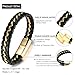 Halukakah ● Solo ● Men's Leather Bracelet 24k Real Gold Plated Titanium Chain Magnetic Clasp 8.5