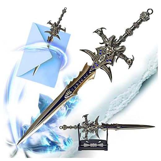 World of Warcraft Frostmourne, Brieföffner in Schwertform mit Basis, 22,5 cm, Accessoire für Zuhause und das Büro, Geschenk und Merchandise für Fans & Sammler