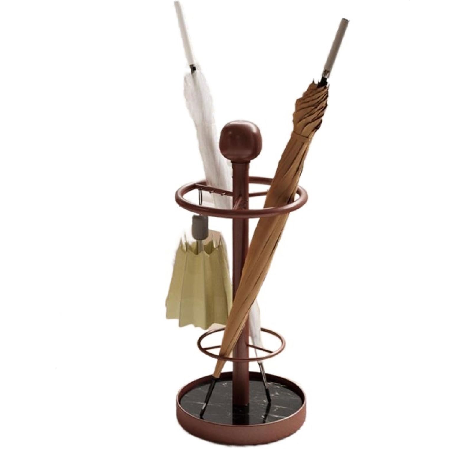 TYUHDUYUR Umbrella Holder Metal Umbrella Stand Entryway Space Saving Umbrella Holder Organizer for Front Door, Umbrella Storage Rack Shelf with Drip Tray and Hooks, Home Office Decor Umbrella Stand