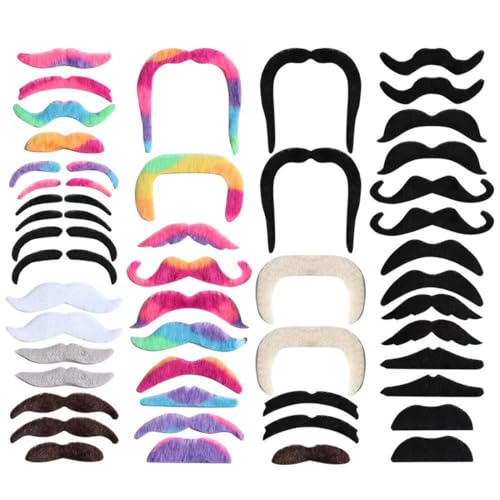 OIXEYA 48 Pièces Moustache Déguisement, Fausse Moustache, Moustache Autocollante, Fausse Moustache Autocollante, Fausse Barbe, Pour Déguisement, Accessoires de Fête,...