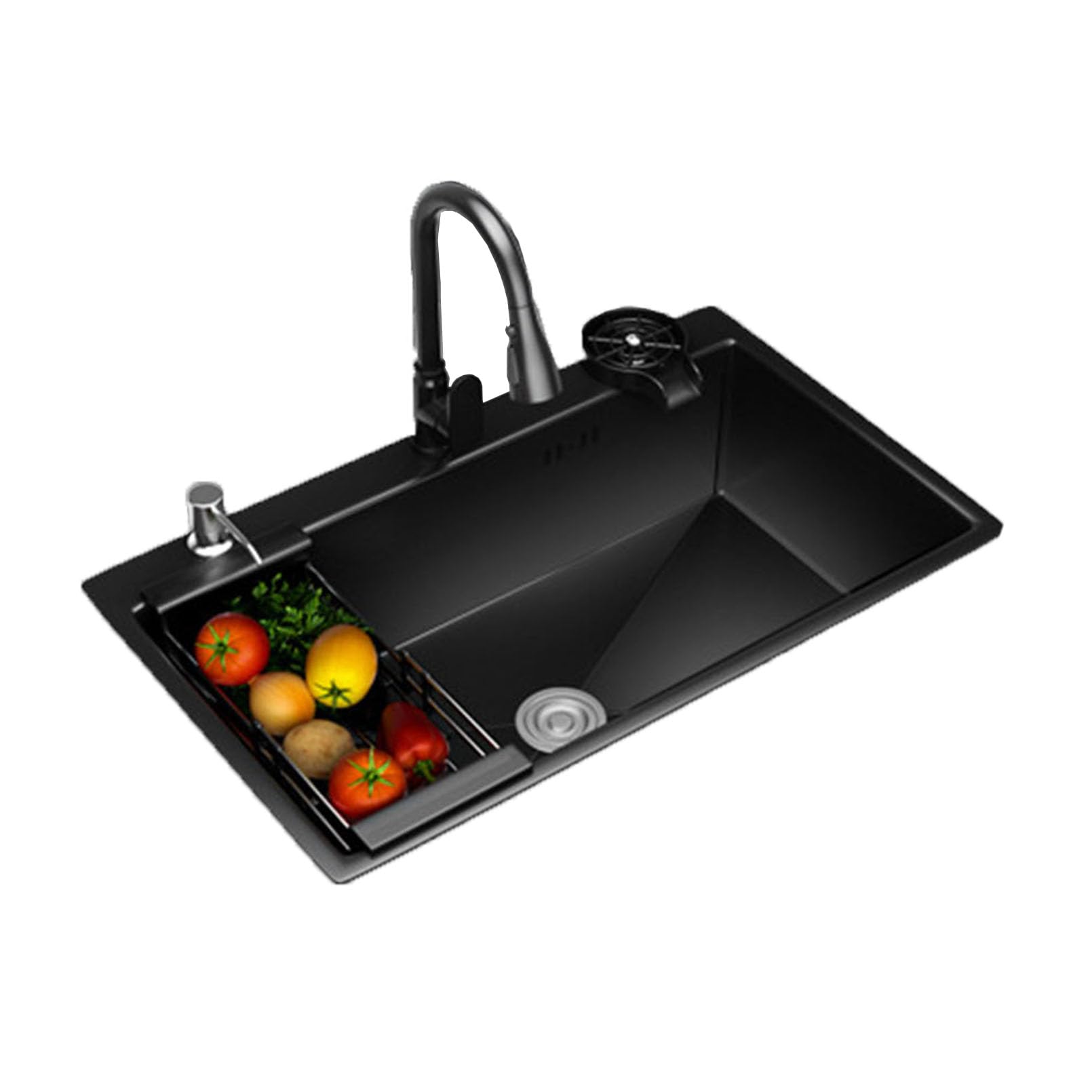 Évier cuisine 1 bac multifonctionnel en inox facile à nettoyer