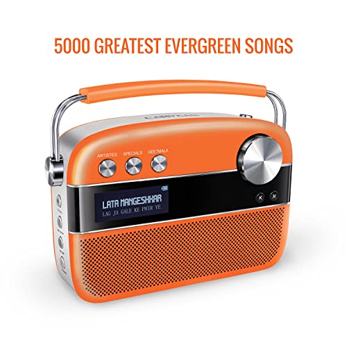 Image of Saregama Carvaan Premium Hindi - Portable Music Player with 5000 Preloaded Songs, FM /BT /AUX (Candy Orange)