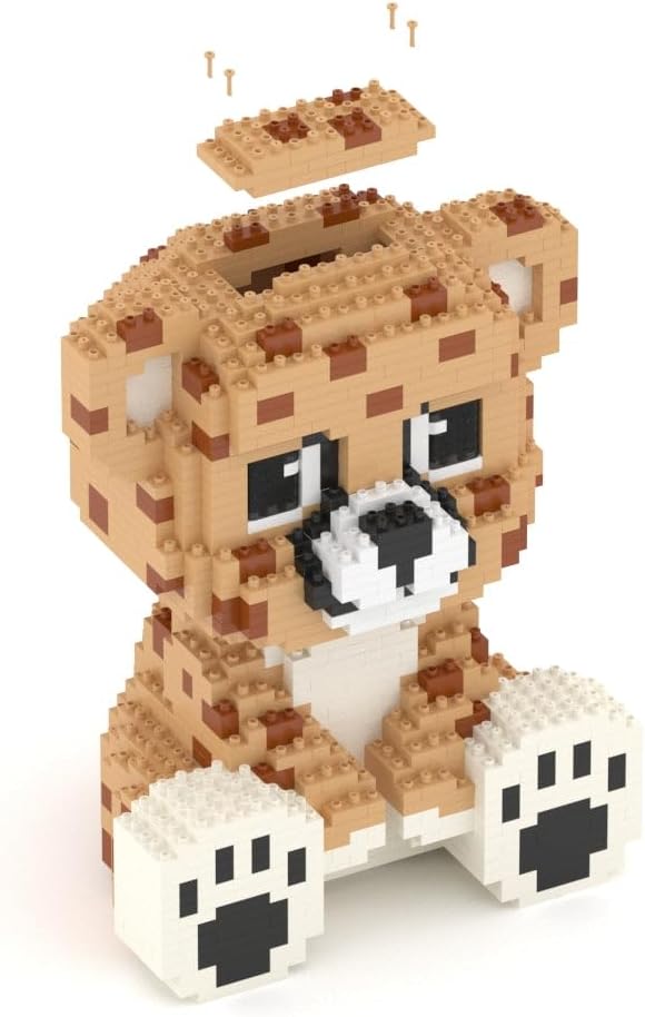 JEKCA Cheetah Money Bank 01S | Plastic Building Blocks | Storage | Desk Decoration | Age 14+