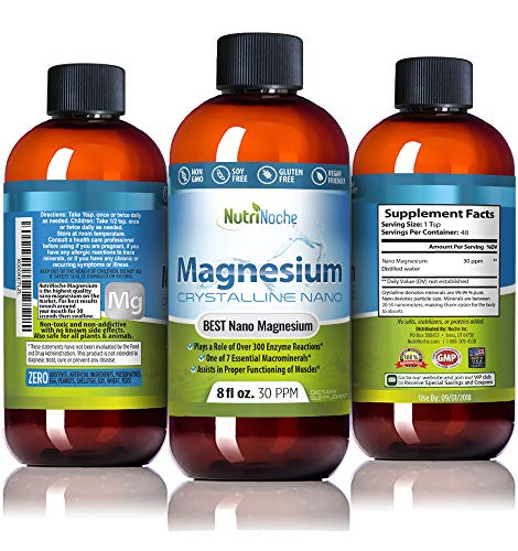 Nutrinoche Liquid Magnesium Supplement - 30 Ppm Of Nano Sized Magnesium Particles Absorbed At A Cellular Level - Colloidal Minerals #TOP3
