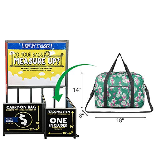 Wandf Foldable Travel Duffel Bag Carryon Luggage Sports Gym Weekend Tote Bag Water Resistant Nylon for Women (Flamingo G)