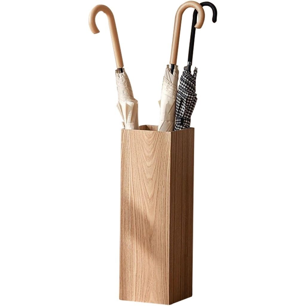SBJKLYRN umbrella stand, Wooden, Hotel Entrance Umbrella Bucket, Umbrella Basket With Drain Tray(A)