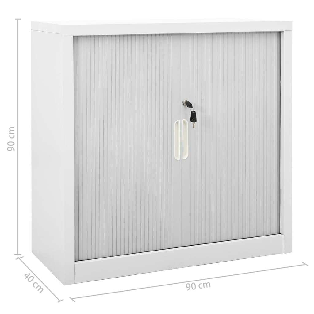 Armadio con ante scorrevoli, in metallo, per aziende, ufficio, scuola, grigio, 90 x 40 x 90 cm
