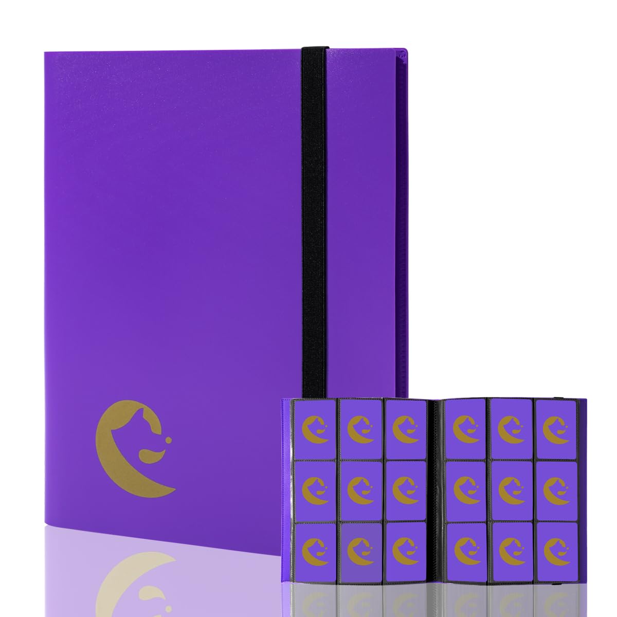 efunkdog Card Binder, 9 Pocket Trading Card Album Folder, 396 Side Loading Pocket Binder for TCG, Sport Cards (Purple)