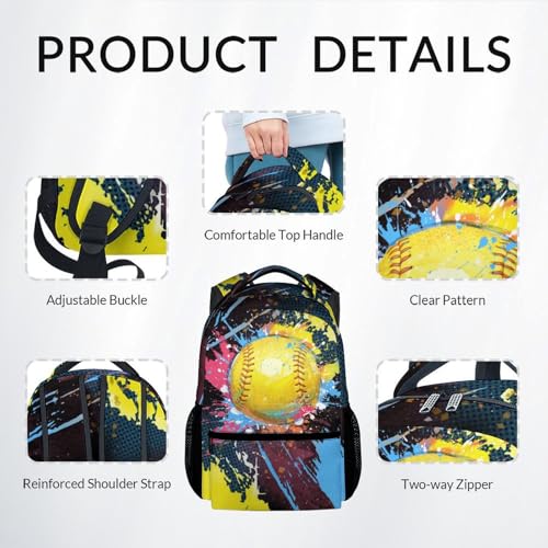 COZYAURA Backpack Set - Softball Backpacks for Girls Teens - Kids Bookbag for Elementary Middle School - School Bag with Lunch Box & Pencil Case4