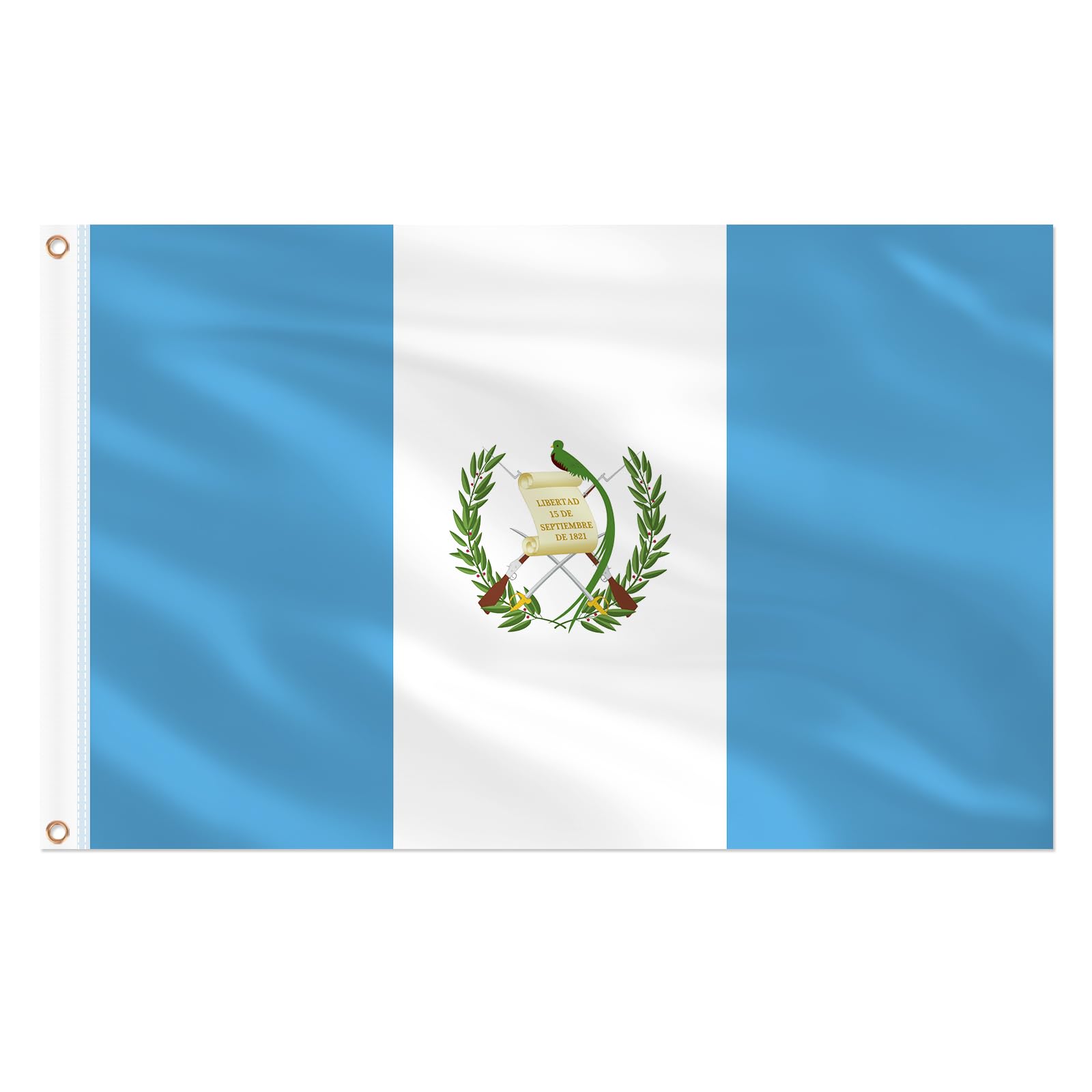 AhfuLife Guatemala Flag 5ft x 3ft for Party Decorations, 2Pcs Large Guatemalan Flag Polyester Double‑Sided with Brass Eyelets for Garden Street Indoor Outdoor Party Decorations — image 1