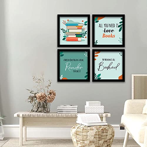Image of kotart Wood - Quotes Frames For Wall Decor For Bokks Lovers - Frames For Library Wall Decoration - Wall Frames For Home And Living Room (Art 5, 13x13 inch)