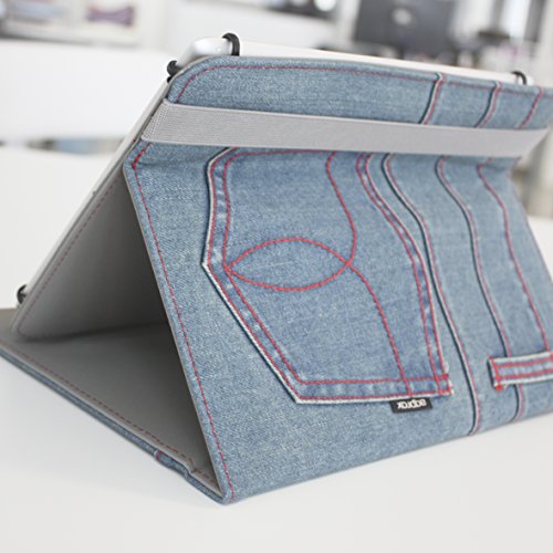 Housse en jean pour tablette 9 à 10 pouces APPROX bleue anti-choc
