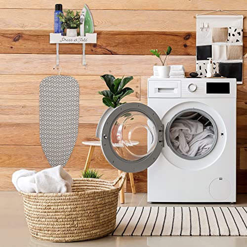 AuldHome Design Farmhouse Enamelware Ironing Board Caddy (White); Wall-Mounted Rustic Ironing Board Holder w/Storage Shelf