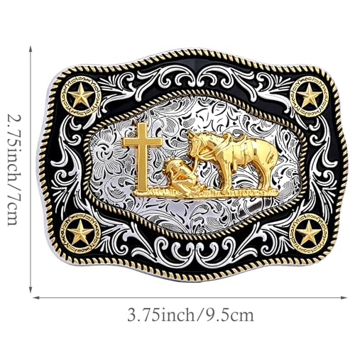 Image of Cowboy Belt Buckle for Men Western Cowgirl Rodeo Longhorn Bull Belt Buckles