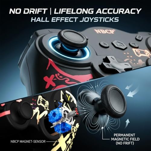 NBCP Wireless PC Controller with Hall Joysticks for Switch/Windows PC/PS3/Android and IOS, No Drift, High Precision, Dual Vibration Motors, Ergonomic Designed Precise Joystick - 2